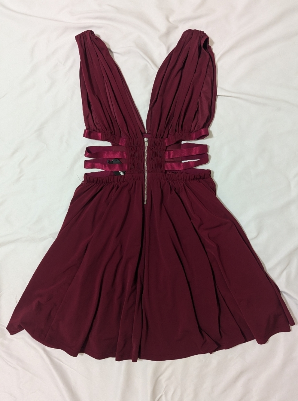 NWT Express Sleeveless Cutout Mini Dress, Color Wine Size S/P - Picture 4 of 15